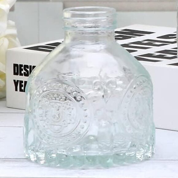 Clear Vintage Embossed Mini Vases (LOT OF 6) / BRAND NEW - Picture 1 of 7